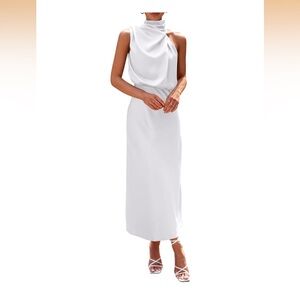 Boutique Satin White Maxi Dress Size Large